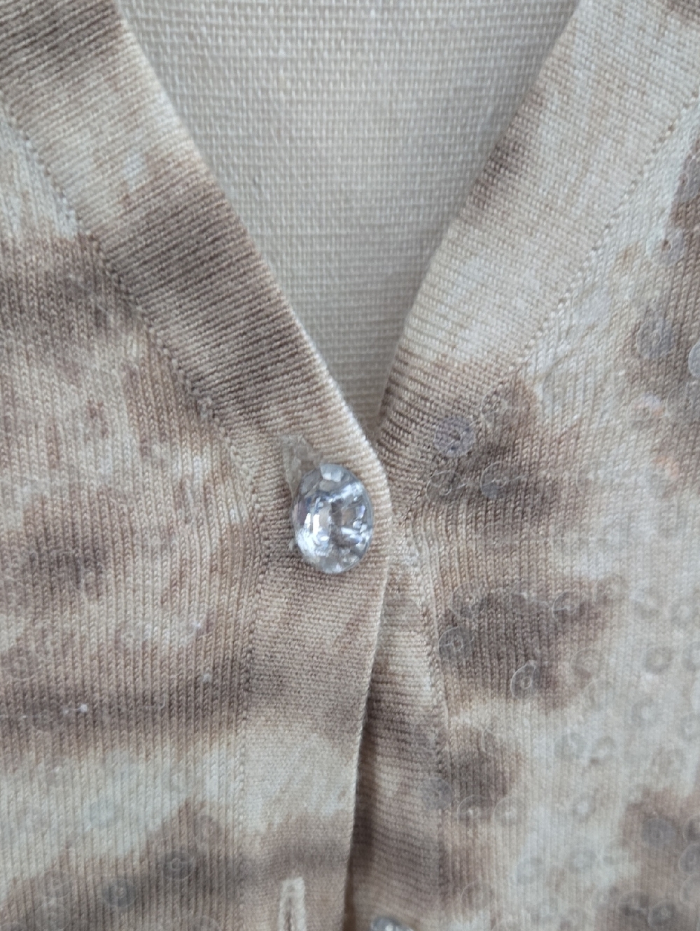 INC Cheetah Sequined Cardigan Deep V Sweater 3/4 Sleeves Sparkle Buttons Sz 1X - Picture 3 of 8